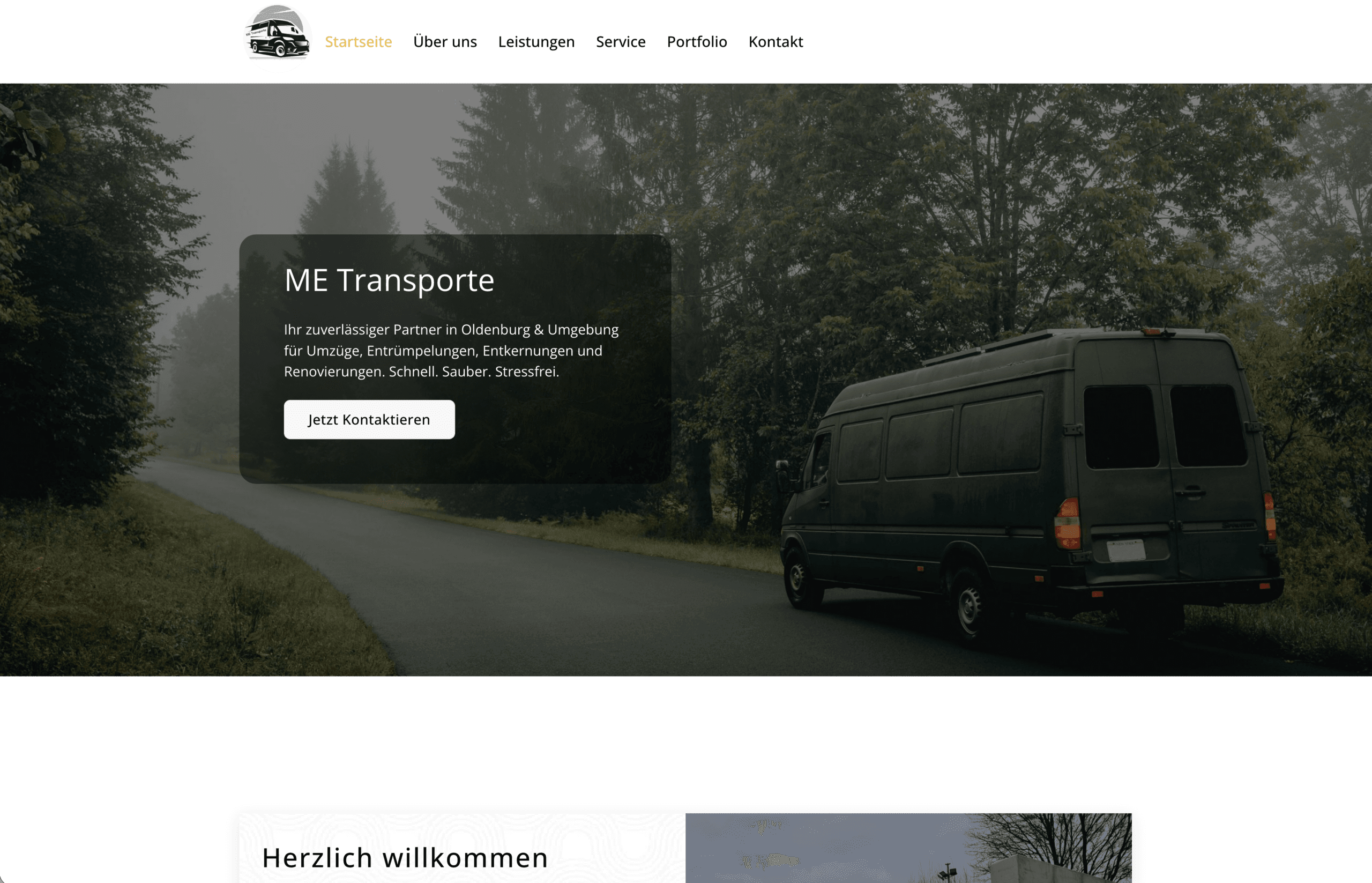 Startseite der Website von ME Transporte aus Großenkneten