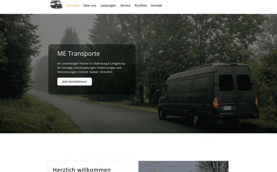Startseite der Website von ME Transporte aus Großenkneten